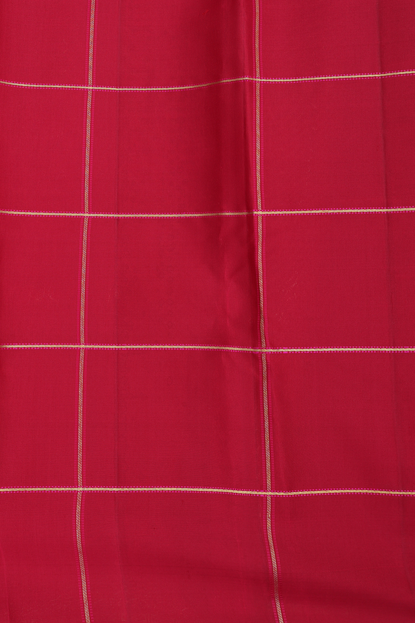 Kanchipuram Silk Saree With Golden Yellow With Checks Design