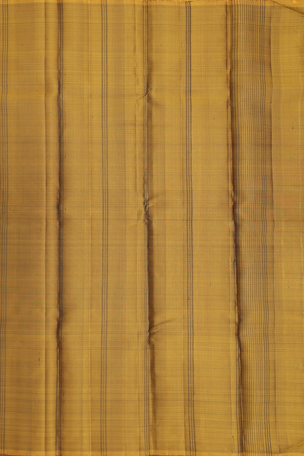 Kanchipuram Silk Saree Yellow And Black With Stripes Design