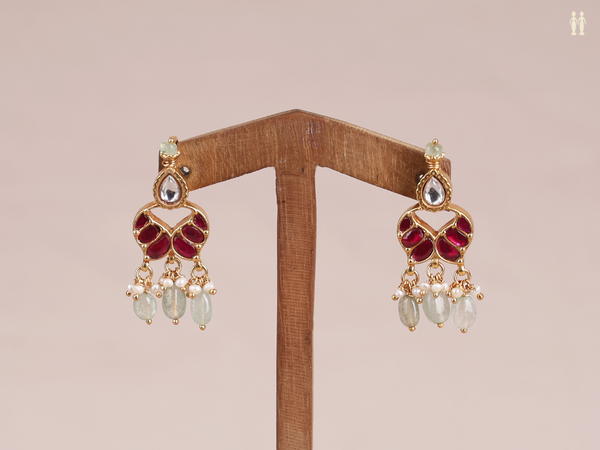 Kemp Stone Gold Plated Pure Silver Hook Earrings