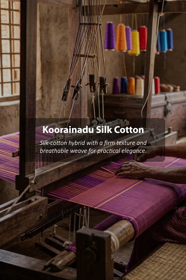 Koorainadu Silk Cotton Saree In Red And Yellow With Checks