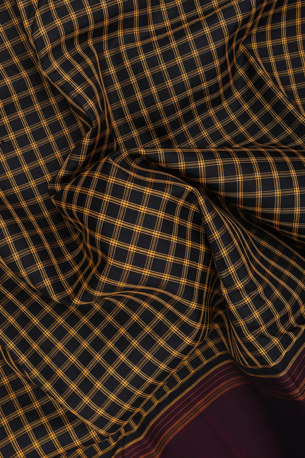 Kanchipuram Silk Saree In Black With Checks