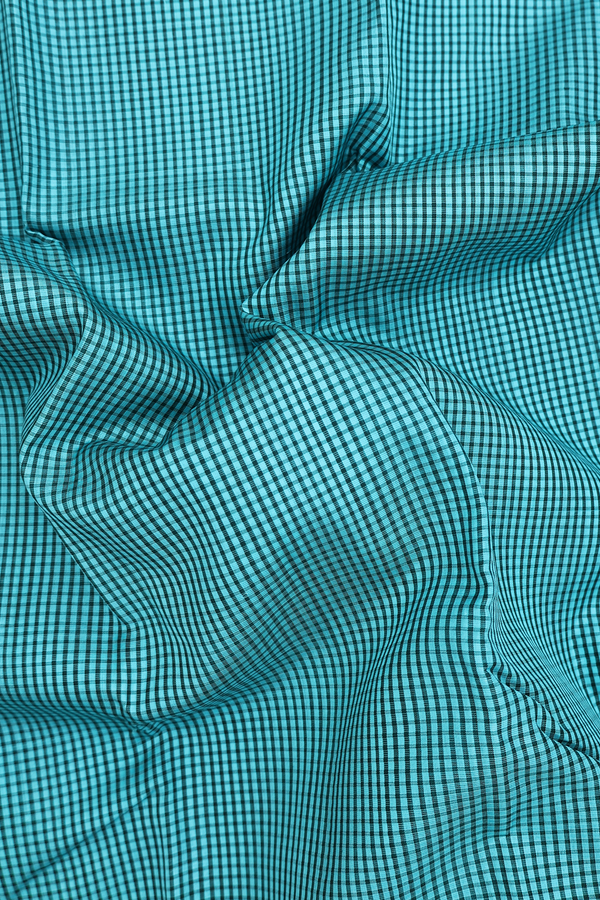 Koorainadu Silk Cotton Saree Black And Blue With Checks Design