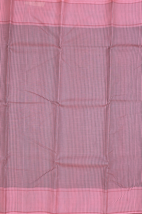 Koorainadu Silk Cotton Saree Black And Pink With Checks Design