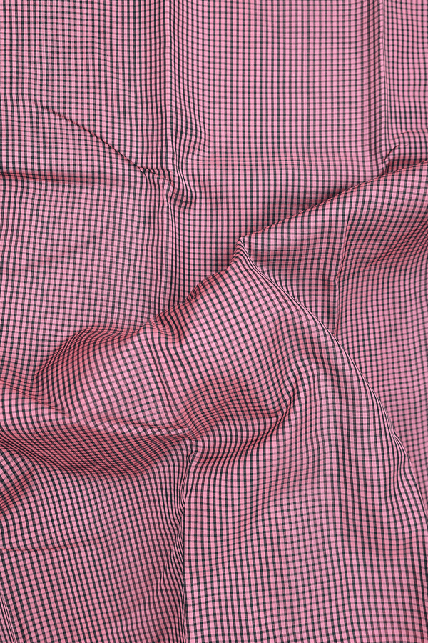 Koorainadu Silk Cotton Saree Black And Pink With Checks Design