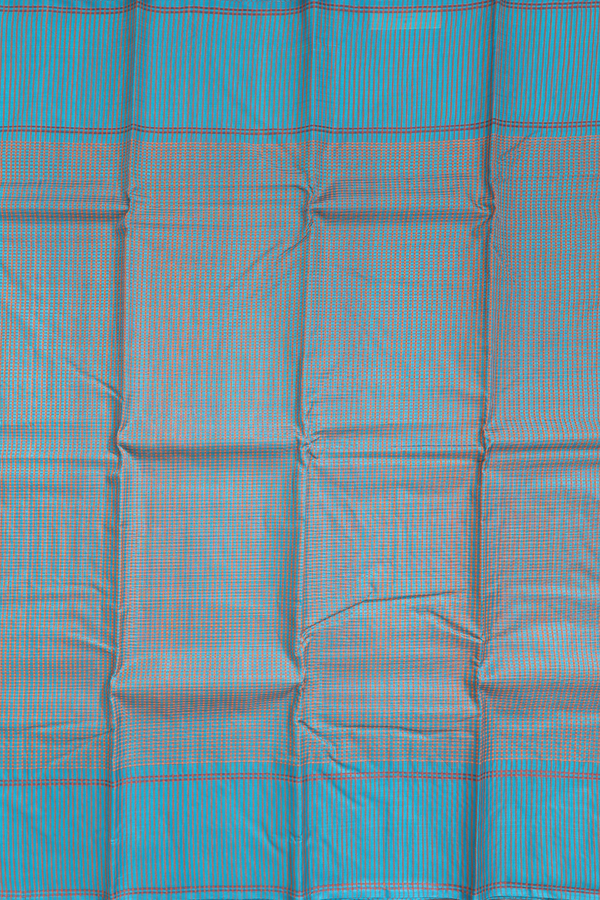 Koorainadu Silk Cotton Saree Blue And Orange With Checks