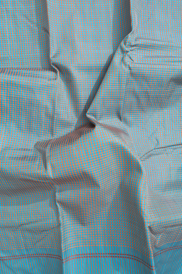 Koorainadu Silk Cotton Saree Blue And Orange With Checks