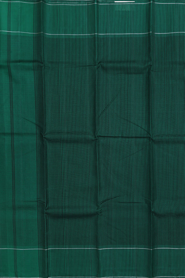 Koorainadu Silk Cotton Saree Green And Black With Checks Design