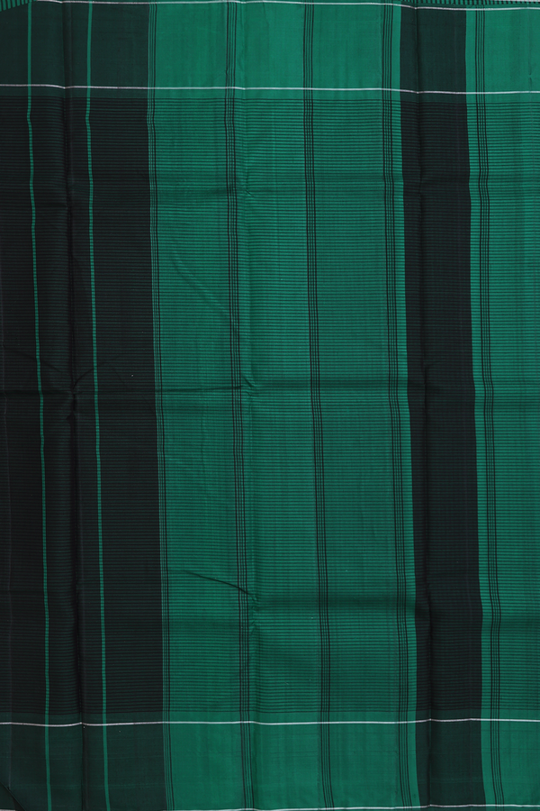 Koorainadu Silk Cotton Saree Green And Black With Checks Design