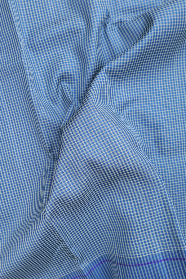 Koorainadu Silk Cotton Saree Green And Blue With Checks Design