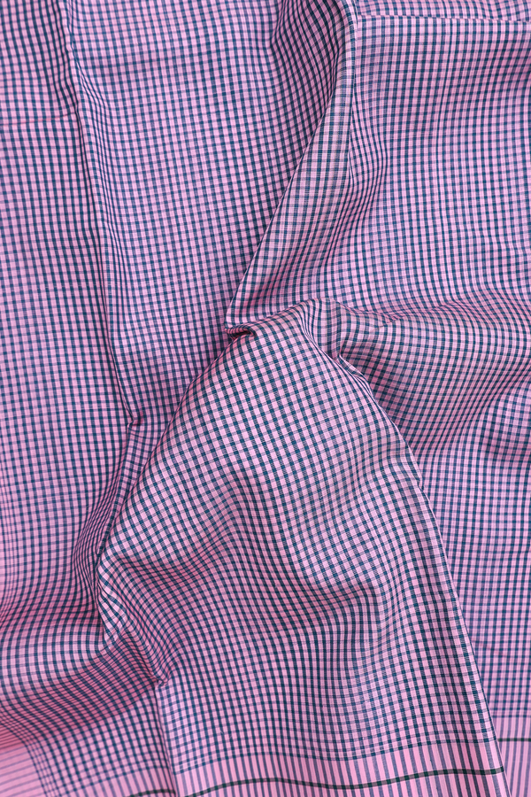 Koorainadu Silk Cotton Saree Green And Pink With Checks Design