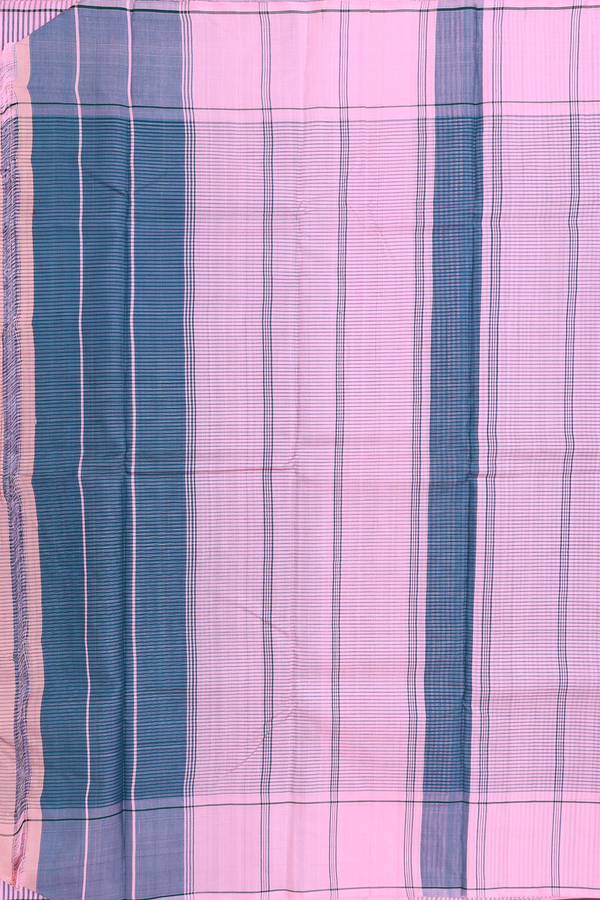 Koorainadu Silk Cotton Saree Green And Pink With Checks Design