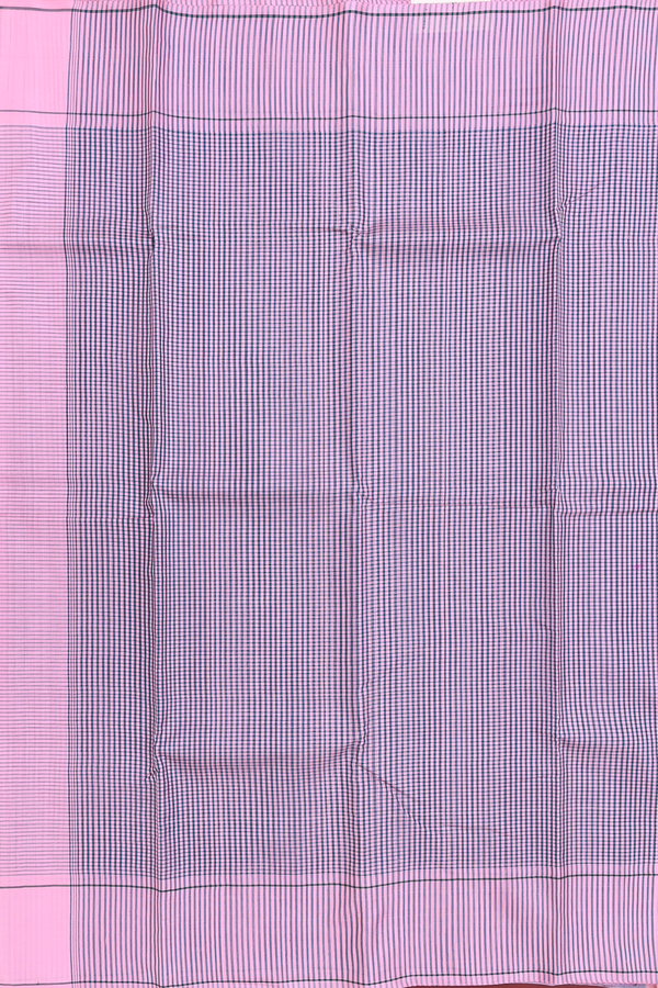 Koorainadu Silk Cotton Saree Green And Pink With Checks Design