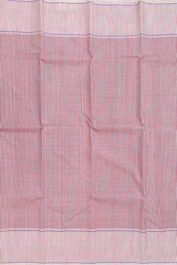 Koorainadu Silk Cotton Saree In Beige And Red With Checks