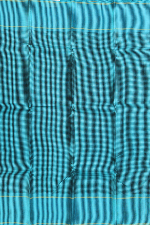 Koorainadu Silk Cotton Saree In Black And Blue With Checks