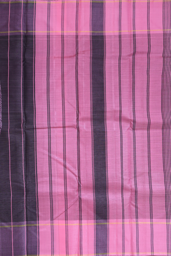 Koorainadu Silk Cotton Saree In Black And Pink With Checks