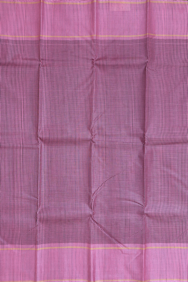 Koorainadu Silk Cotton Saree In Black And Pink With Checks