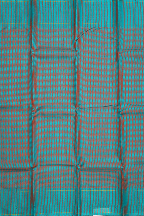 Koorainadu Silk Cotton Saree In Green And Orange With Checks