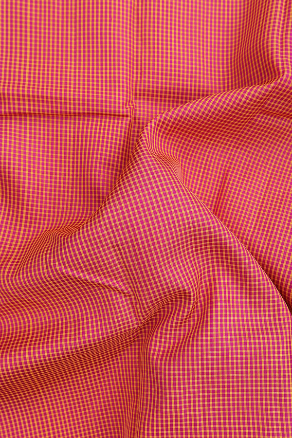 Koorainadu Silk Cotton Saree In Pink And Orange With Checks