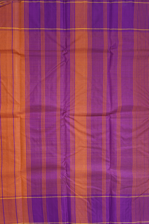 Koorainadu Silk Cotton Saree In Purple And Orange With Checks