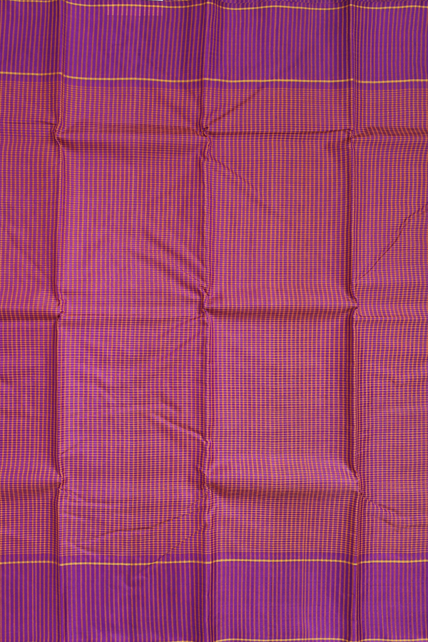 Koorainadu Silk Cotton Saree In Purple And Orange With Checks