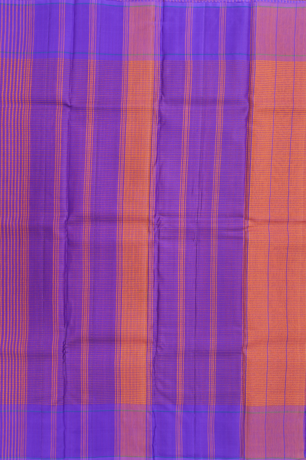 Koorainadu Silk Cotton Saree In Purple And Orange With Checks