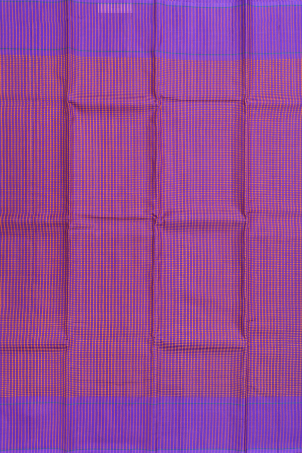 Koorainadu Silk Cotton Saree In Purple And Orange With Checks