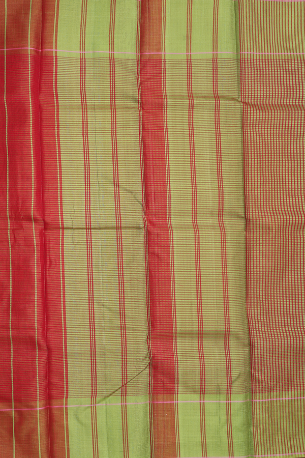 Koorainadu Silk Cotton Saree In Red And Green With Checks
