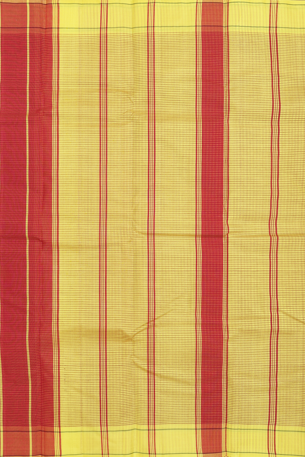 Koorainadu Silk Cotton Saree In Red And Yellow With Checks