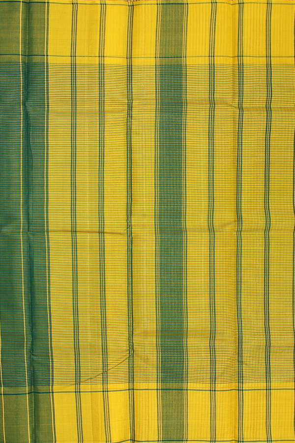 Koorainadu Silk Cotton Saree In Yellow And Green With Checks