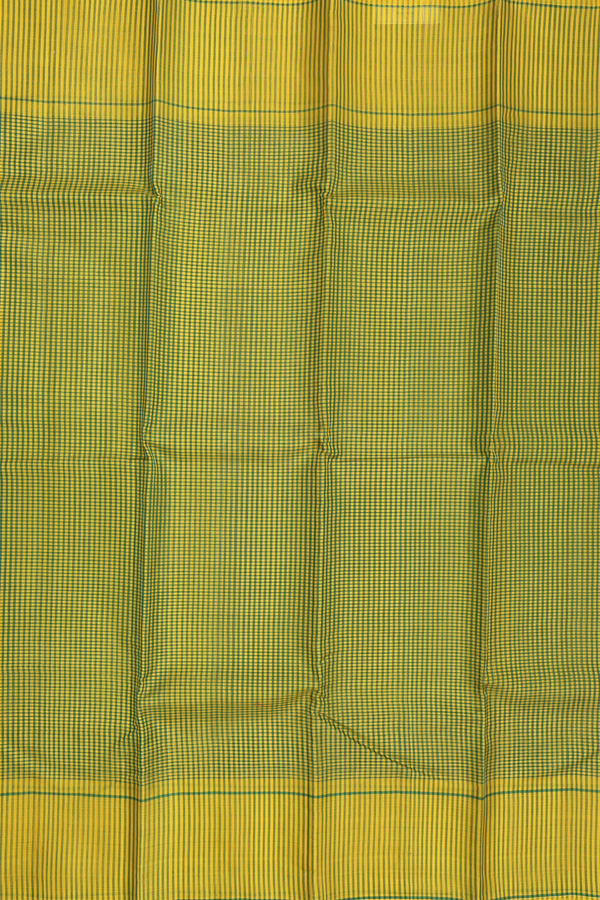 Koorainadu Silk Cotton Saree In Yellow And Green With Checks