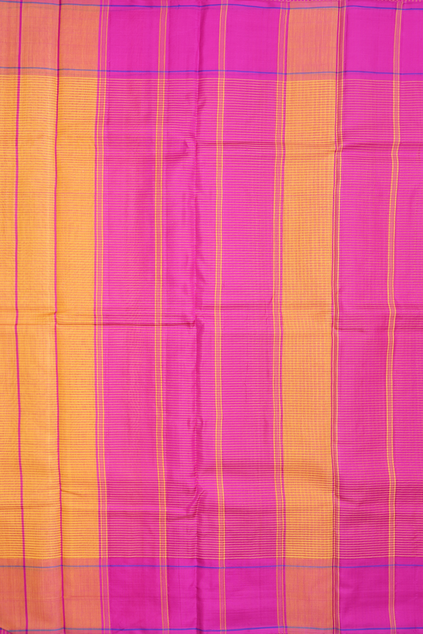Koorainadu Silk Cotton Saree Magenta And Orange With Checks