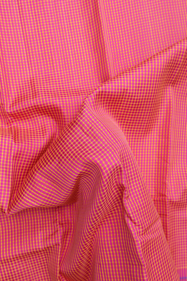 Koorainadu Silk Cotton Saree Magenta And Orange With Checks