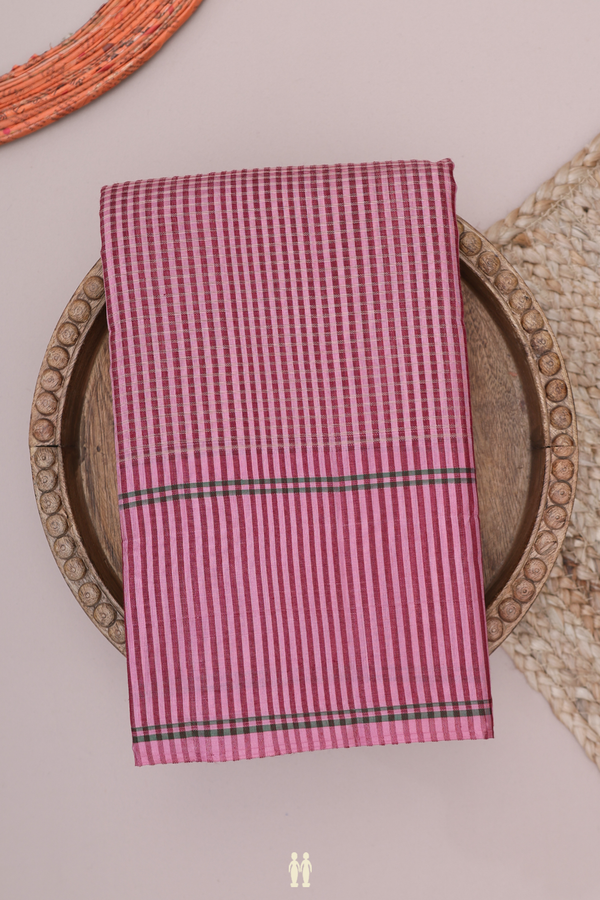 Koorainadu Silk Cotton Saree Pink And Maroon With Checks Design