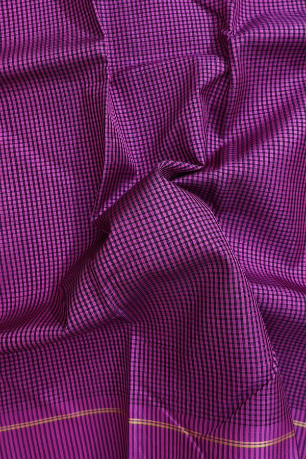 Koorainadu Silk Cotton Saree Purple And Black With Checks