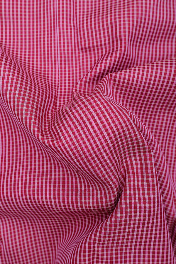 Koorainadu Silk Cotton Saree Red And Pink With Checks Design