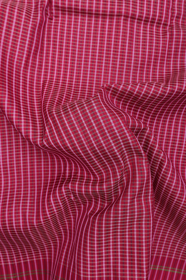 Koorainadu Silk Cotton Saree Red And Pink With Checks Design