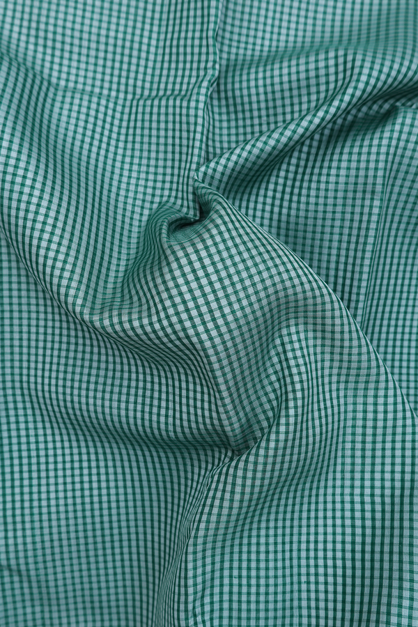 Koorainadu Silk Cotton Saree Shades Of Green With Checks Design