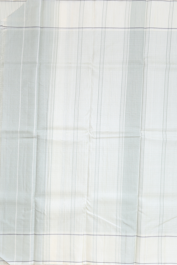 Koorainadu Silk Cotton Saree White And Grey With Checks Design