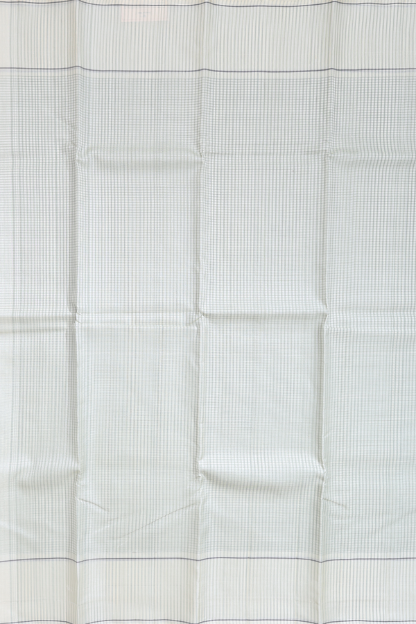 Koorainadu Silk Cotton Saree White And Grey With Checks Design