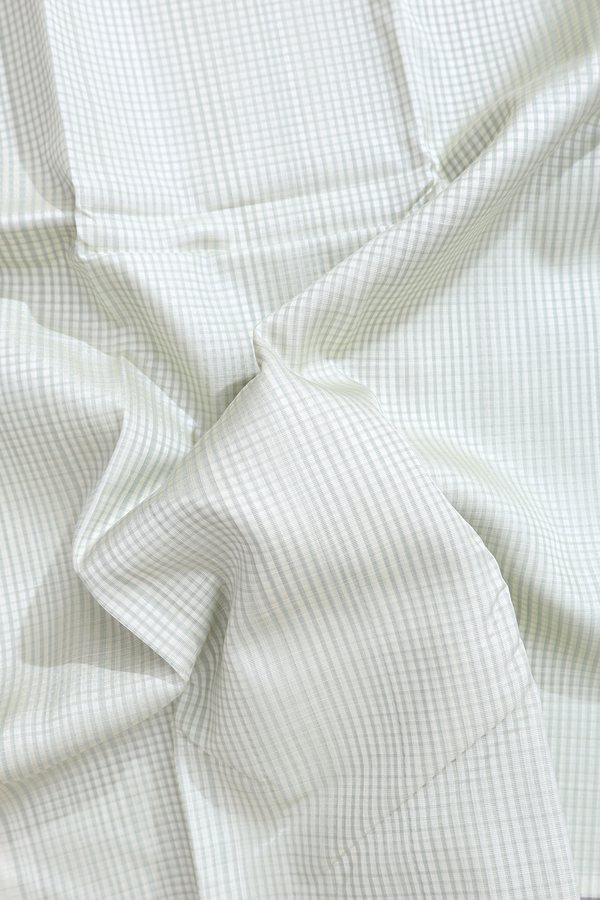 Koorainadu Silk Cotton Saree White And Grey With Checks Design