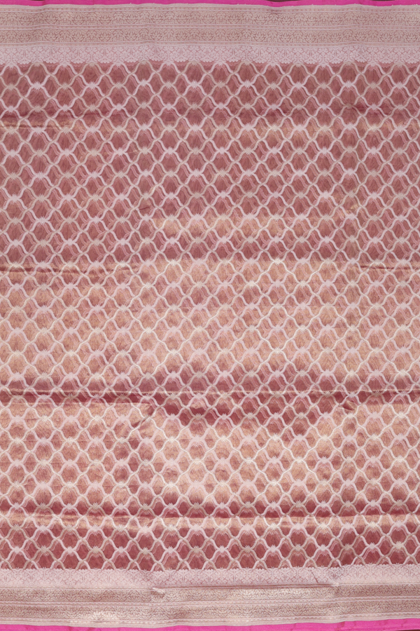 Kora Banarasi Silk Saree In Brown With Ogee Design