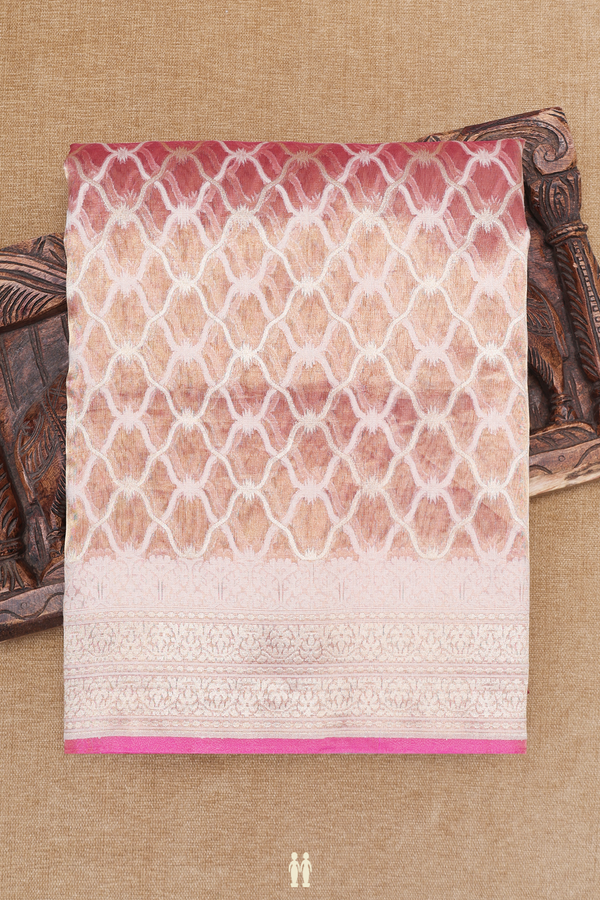 Kora Banarasi Silk Saree In Brown With Ogee Design