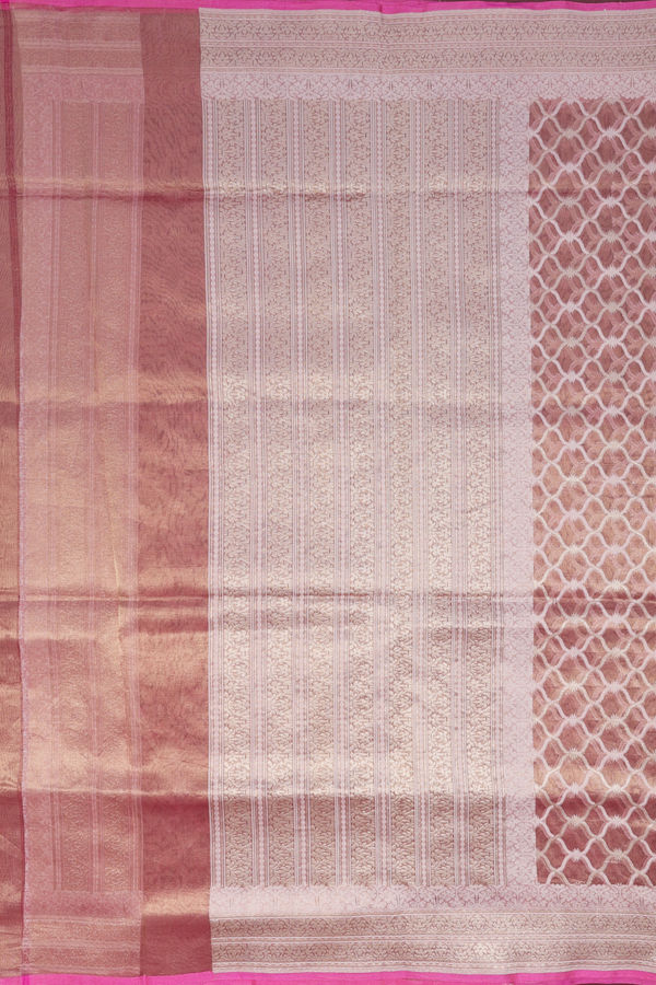 Kora Banarasi Silk Saree In Brown With Ogee Design