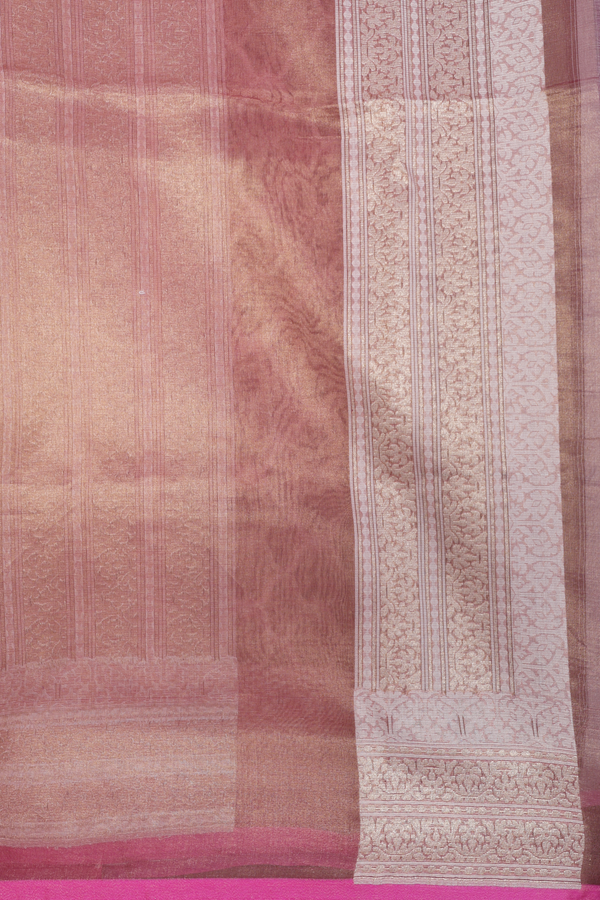 Kora Banarasi Silk Saree In Brown With Ogee Design