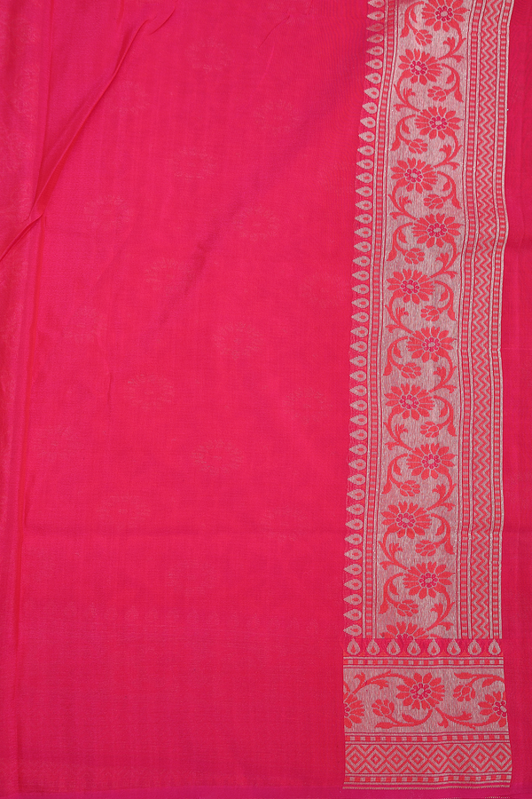 Kora Banarasi Silk Saree In Chilli Red With Flora Design