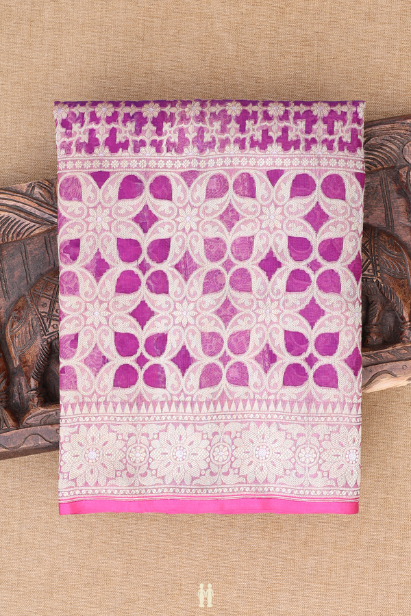 Kora Banarasi Silk Saree In Grape Purple With Allover Design