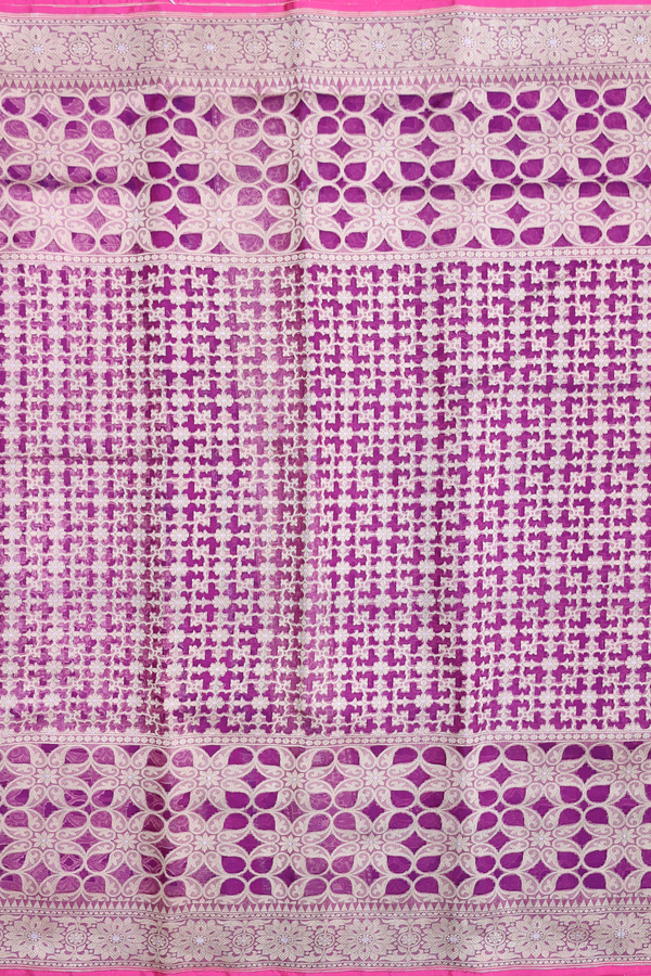 Kora Banarasi Silk Saree In Grape Purple With Allover Design