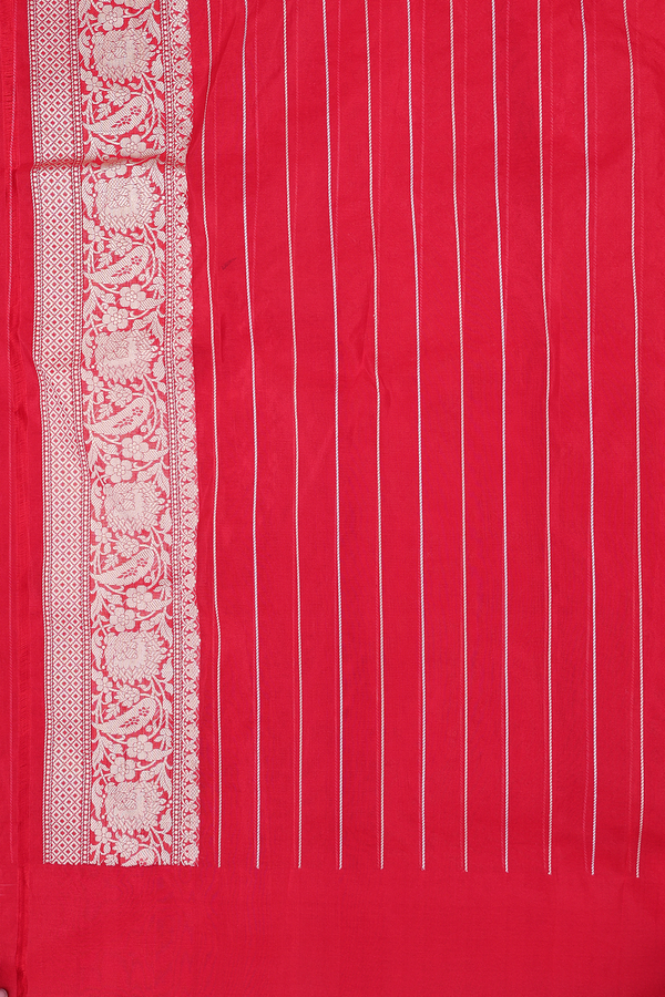 Kora Banarasi Silk Saree In Rani Pink With Floral Buttas