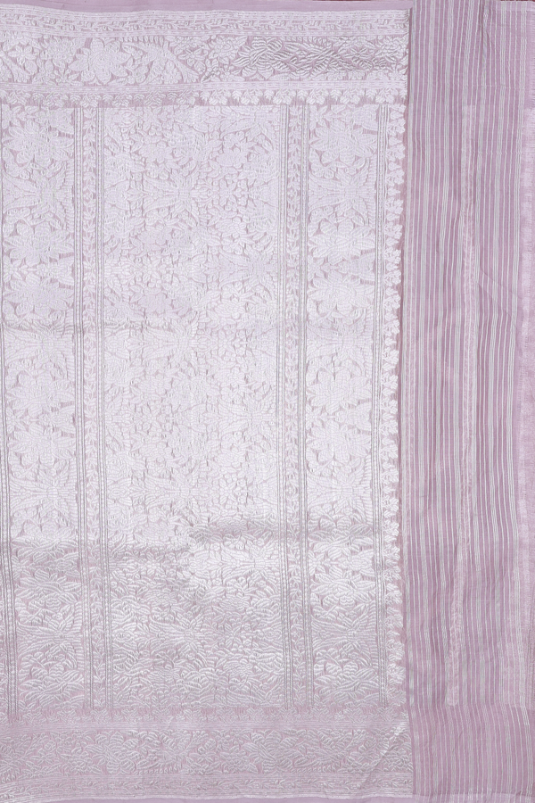 Kora Banarasi Silk Saree In Rose Brown With Diamond Design