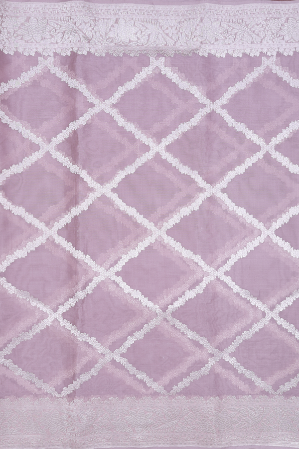 Kora Banarasi Silk Saree In Rose Brown With Diamond Design